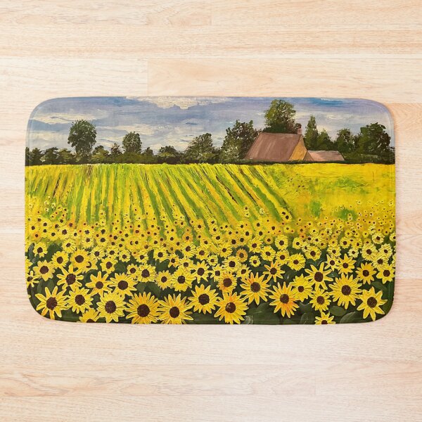 Item preview, Field of bright yellow sunflowers designed and sold by mazarte.