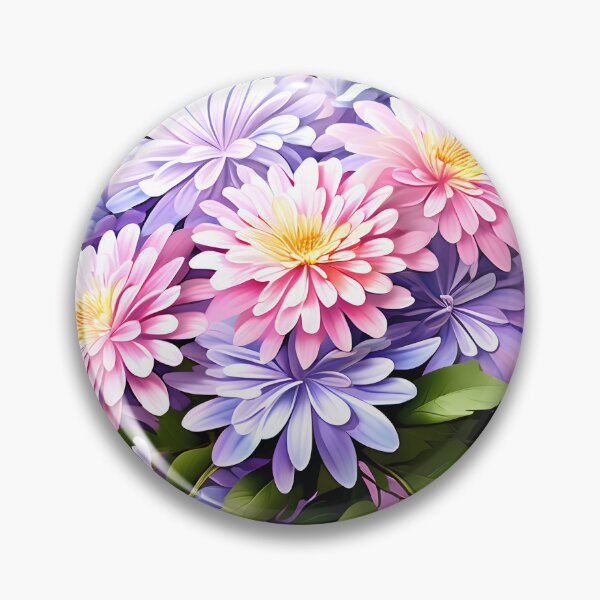Item preview, Painting of Pink and Lilac Aster Flowers designed and sold by Petalandfur.