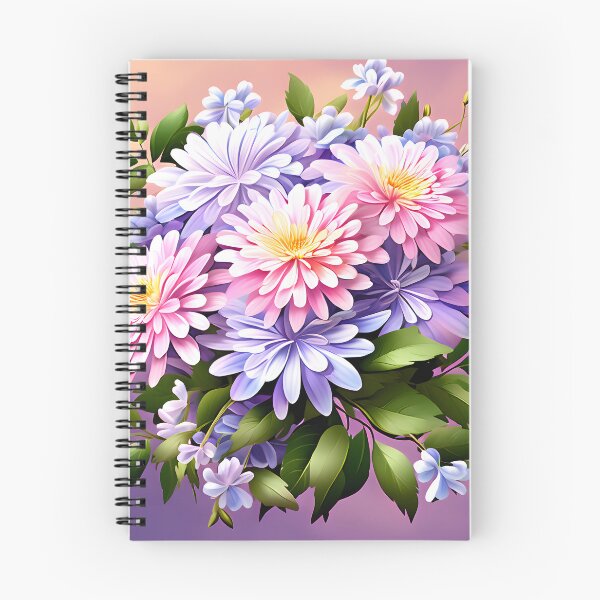 Item preview, Painting of Pink and Lilac Aster Flowers designed and sold by Petalandfur.
