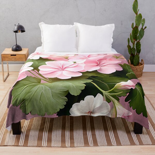 Item preview, Painting of Pink and White Geranium Flowers designed and sold by Petalandfur.