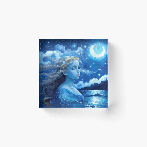Item preview, Blue Starry Night Greek Sea Goddess Art #11 designed and sold by Scarlet Swan.