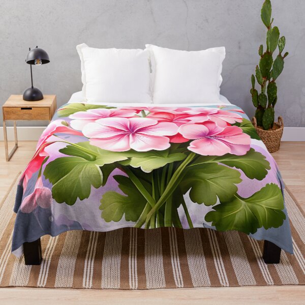 Item preview, Painting of Pink Geranium Flowers designed and sold by Petalandfur.