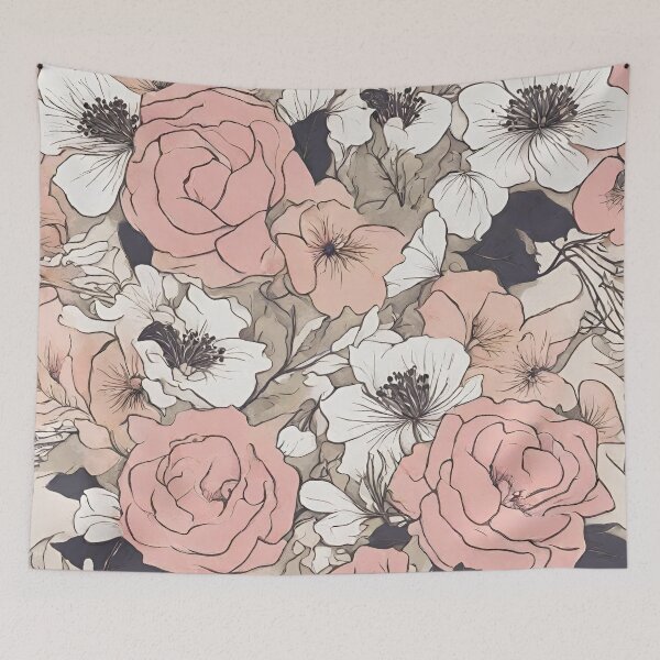Item preview, Vintage flowers market place design designed and sold by photoartdesin.