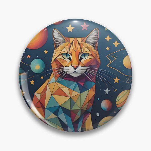 Item preview, Celestial Cat with Planets Abstract Art designed and sold by Qlutique.
