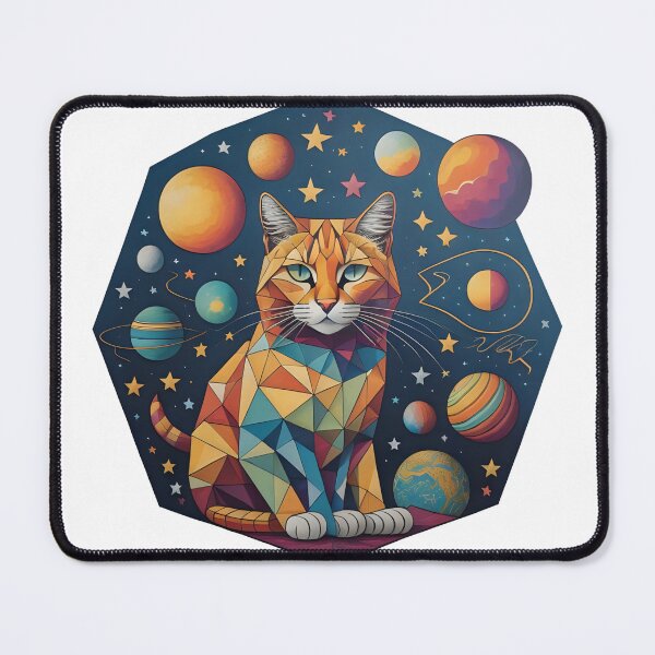 Item preview, Celestial Cat with Planets Abstract Art designed and sold by Qlutique.