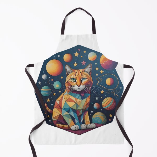 Item preview, Celestial Cat with Planets Abstract Art designed and sold by Qlutique.