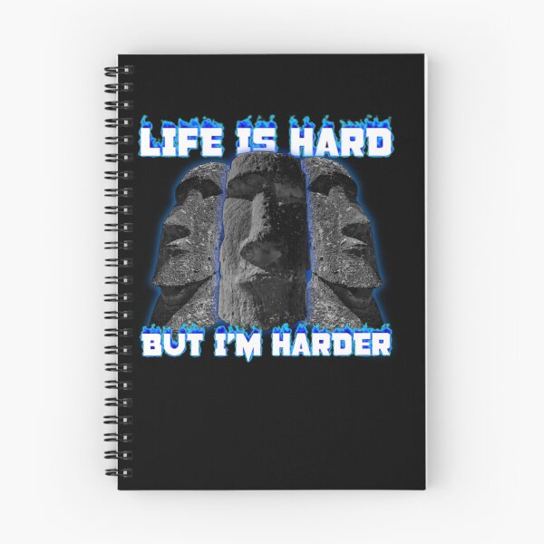 Item preview, Life is Hard but I'm Harder Funny Pun Stoic Moai Statues Dark Humor Wordplay designed and sold by SillyMerchant.