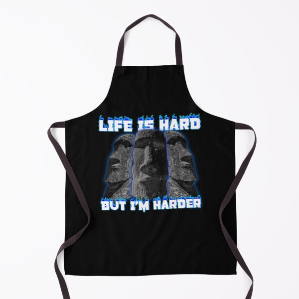 Item preview, Life is Hard but I'm Harder Funny Pun Stoic Moai Statues Dark Humor Wordplay designed and sold by SillyMerchant.