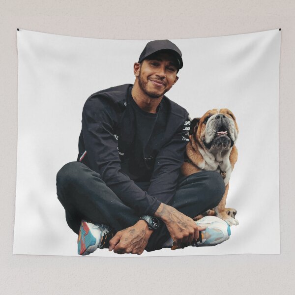 Item preview, Lewis Hamilton F1 Driver with his Dog Roscoe Hamilton George F1 designed and sold by FormulaGTee1.
