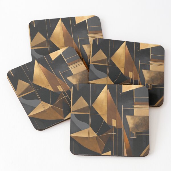 Artikelvorschau, Opulente Geometrie: Luxuriöse Malerei in Schwarz, Gold und Kupfer entworfen und verkauft von asbno19.