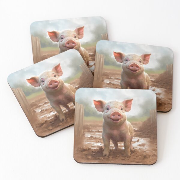 Item preview, happy and cute pig piglet animal child farm life go vegan designed and sold by WallyPink.