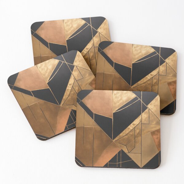 Artikelvorschau, Opulente Geometrie: Luxuriöse Malerei in Schwarz, Gold und Kupfer entworfen und verkauft von asbno19.