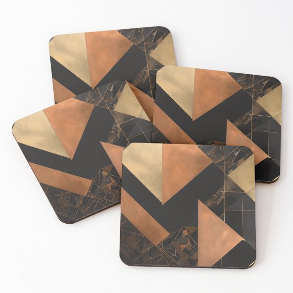 Artikelvorschau, Opulente Geometrie: Luxuriöse Malerei in Schwarz, Gold und Kupfer entworfen und verkauft von asbno19.