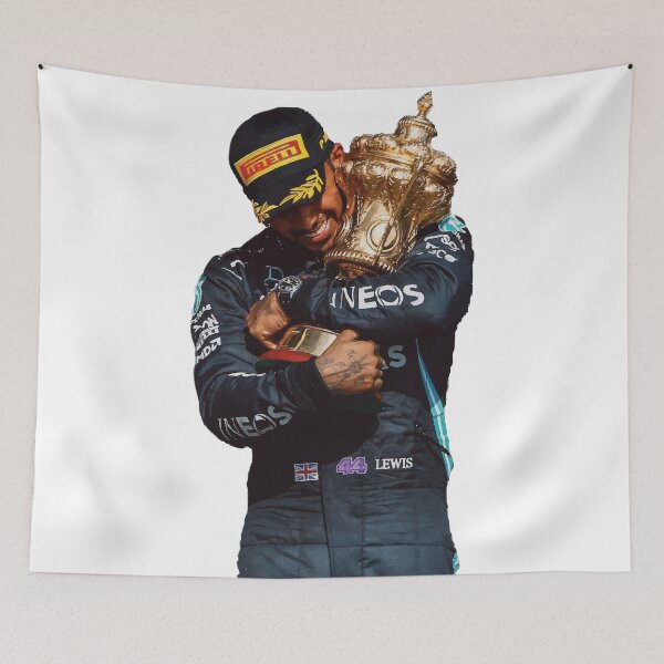 Item preview, Lewis Hamilton F1 Driver with his British GP Trophy George F1 designed and sold by FormulaGTee1.