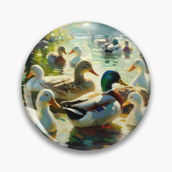 Item preview, Dappled Light Serenade - Impressionist Ducks on a Pond Art Print designed and sold by BeaconMarketing.