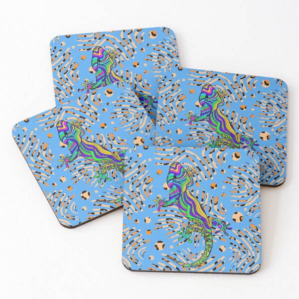 Item preview, Abstract image of a lizard on a blue background designed and sold by SweetRossel.