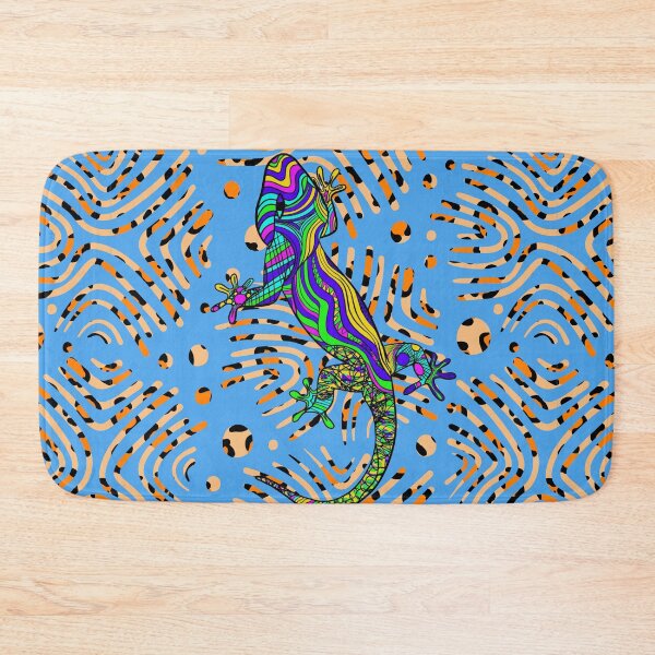 Item preview, Abstract image of a lizard on a blue background designed and sold by SweetRossel.