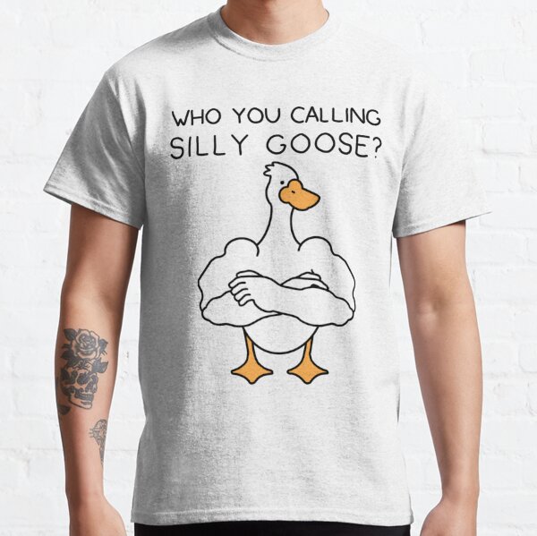  Embroidered Silly Unisex Tee, Embroidered Goose