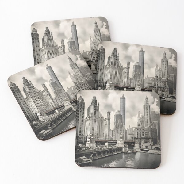 Item preview, vintage sepia photo of 1920s chicago poster designed and sold by dcrc.