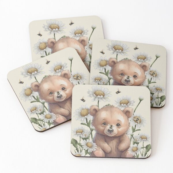 Item preview, Cute Baby Brown Bear Cub With Daisies & Bumblebees T-Shirt designed and sold by LittleGnomad.