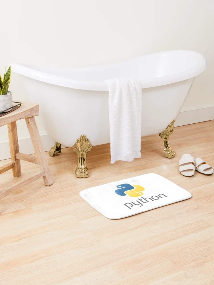 Thumbnail 2 of 6, Bath Mat, Python programming logo designed and sold by Scorpion Creative.