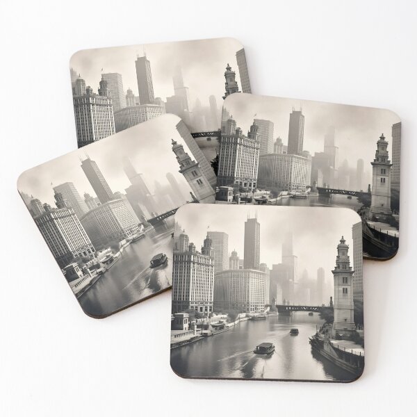Item preview, vintage sepia photo of 1920s chicago poster designed and sold by dcrc.