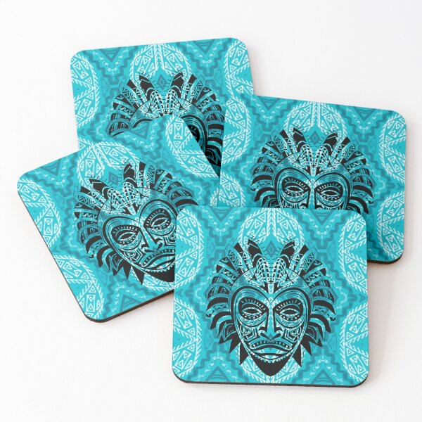 Item preview, Shaman mask on blue pattern designed and sold by SweetRossel.