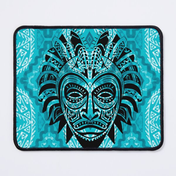 Item preview, Shaman mask on blue pattern designed and sold by SweetRossel.