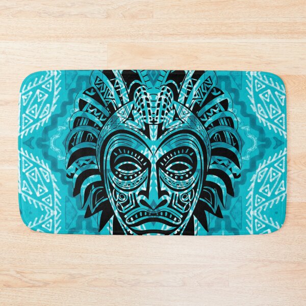 Item preview, Shaman mask on blue pattern designed and sold by SweetRossel.