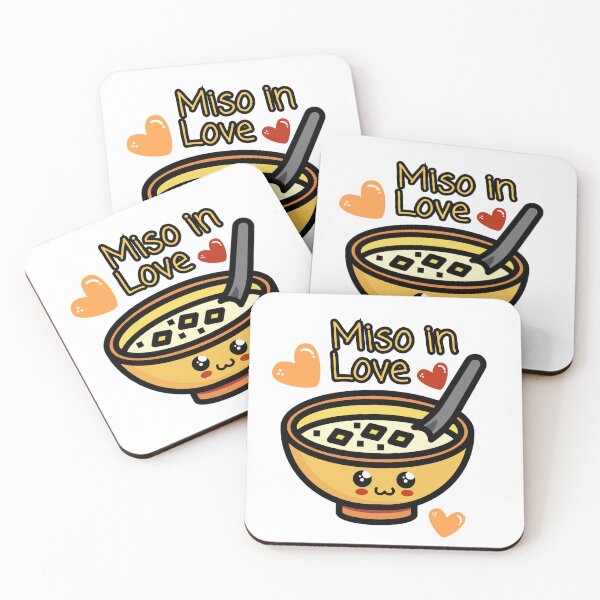 Item preview, Miso in Love- chibi miso couple design, playful food pun gift, kawaii couple wall art designed and sold by Kristalin Glass.