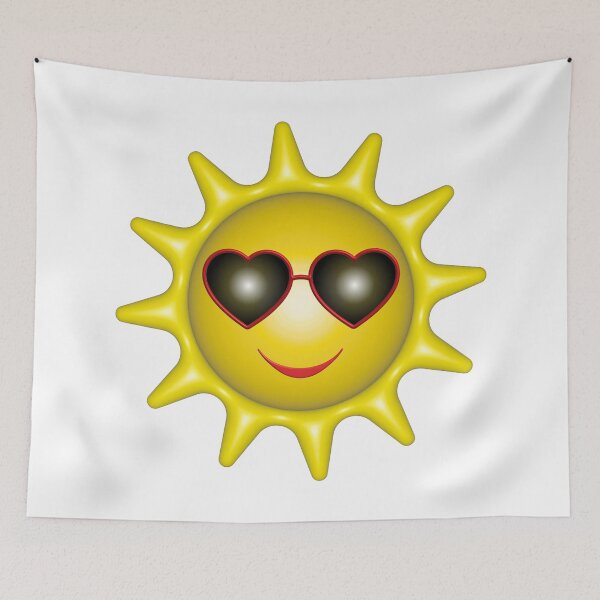 Item preview, 3D smiling summer cartoon cute sun with heart shaped sunglasses designed and sold by NataliaVVV.