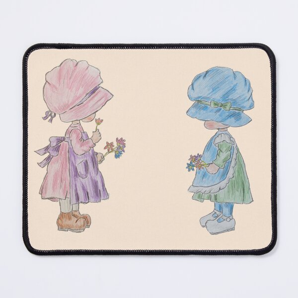 Artikelvorschau, Handgezeichnete Illustration von zwei kleinen Mädchen mit Blumen entworfen und verkauft von Aktavrh.