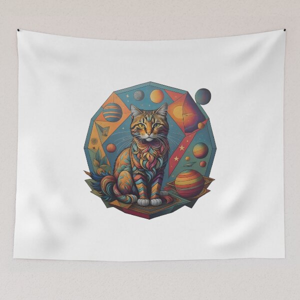 Item preview, Celestial Cat with Planets designed and sold by Qlutique.