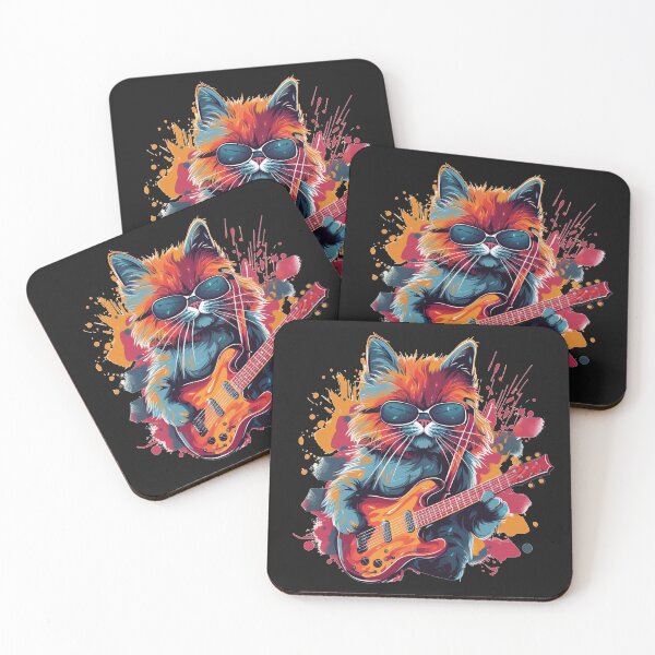 Item preview, Feline Rocker: Guitarist Cat Design designed and sold by Griffin Door.