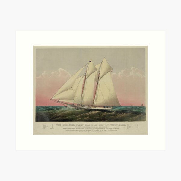 Item preview, Vintage Schooner Yacht Illustration (1870) designed and sold by BravuraMedia.