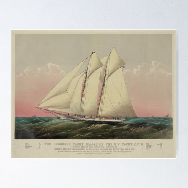 Item preview, Vintage Schooner Yacht Illustration (1870) designed and sold by BravuraMedia.