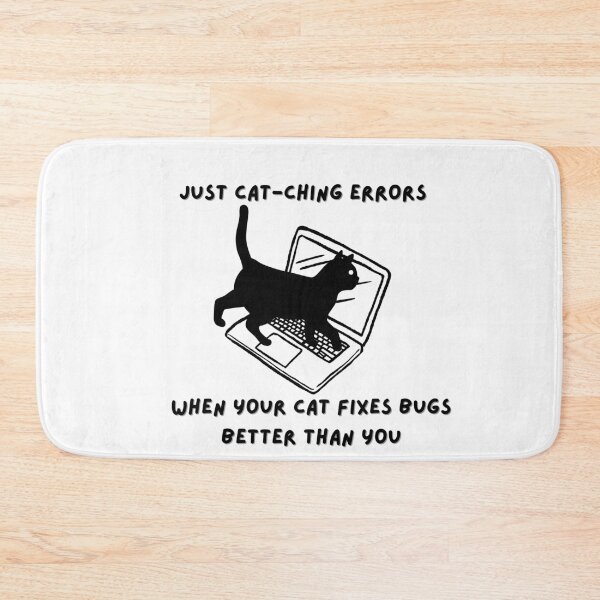 Item preview, catching errors funny cat and computer designed and sold by IdeasStudio.