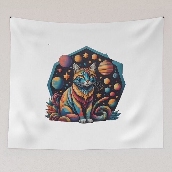 Item preview, Celestial Cat with Planets designed and sold by Qlutique.