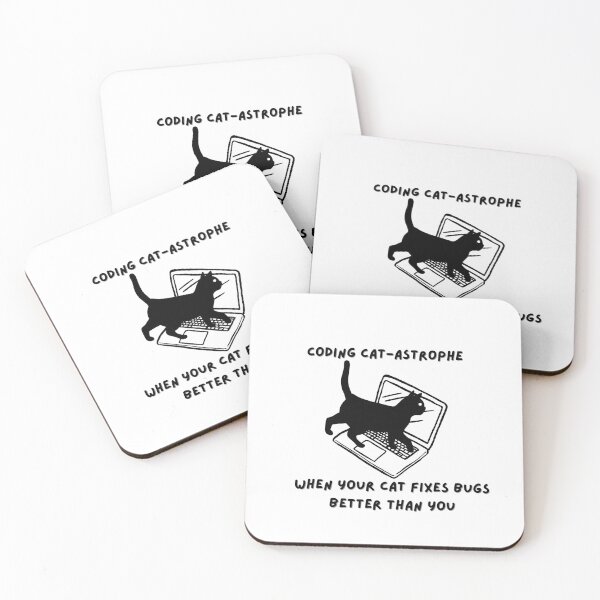 Item preview, coding catastrophe funny cat and computer designed and sold by IdeasStudio.