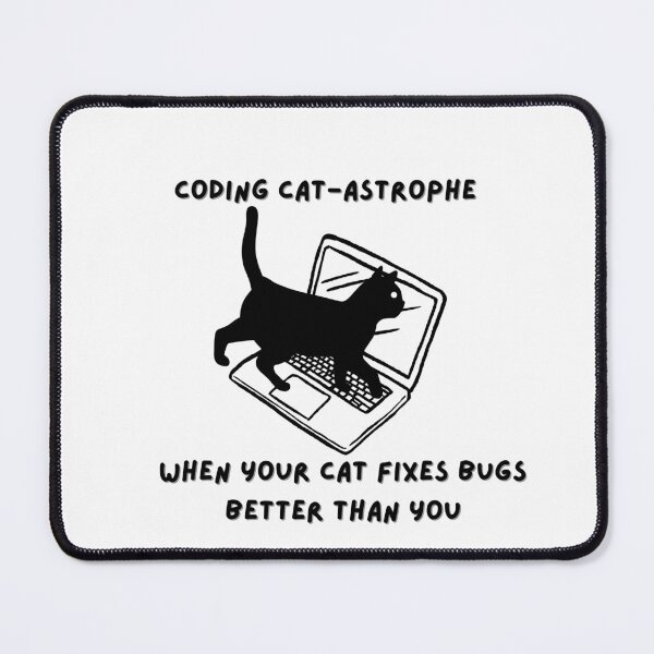 Item preview, coding catastrophe funny cat and computer designed and sold by IdeasStudio.