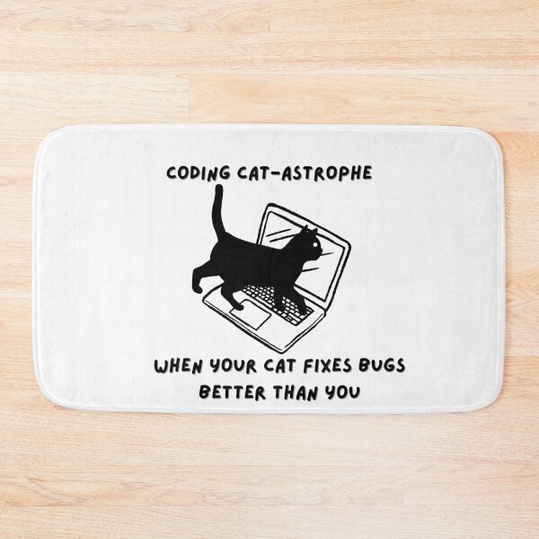 Item preview, coding catastrophe funny cat and computer designed and sold by IdeasStudio.