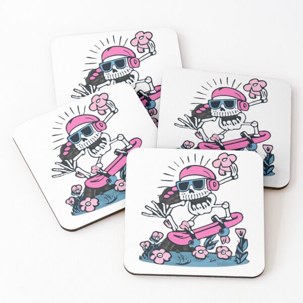 Item preview, Preppy Skeleton Flowers With Skateboard pink designed and sold by funnyshop222.