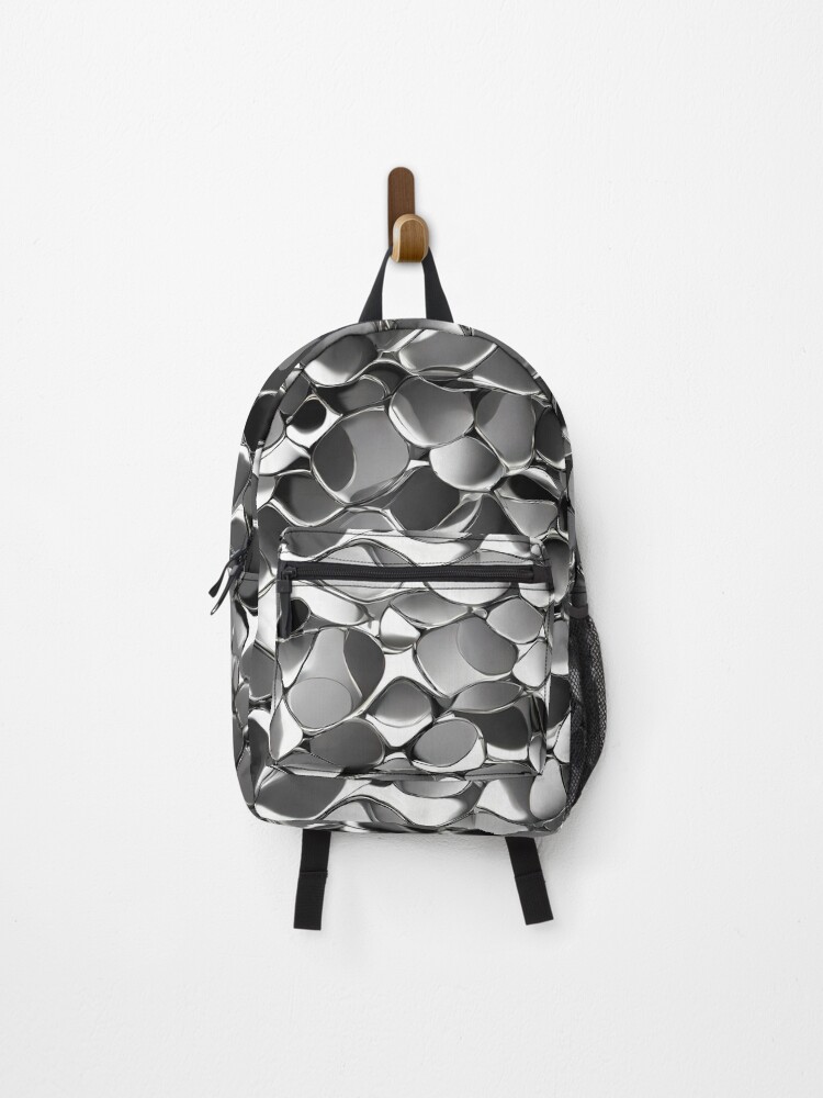 Thumbnail 1 of 3, Backpack, Metallic Pattern: Silver Pattern designed and sold by CreativeSparkzz.