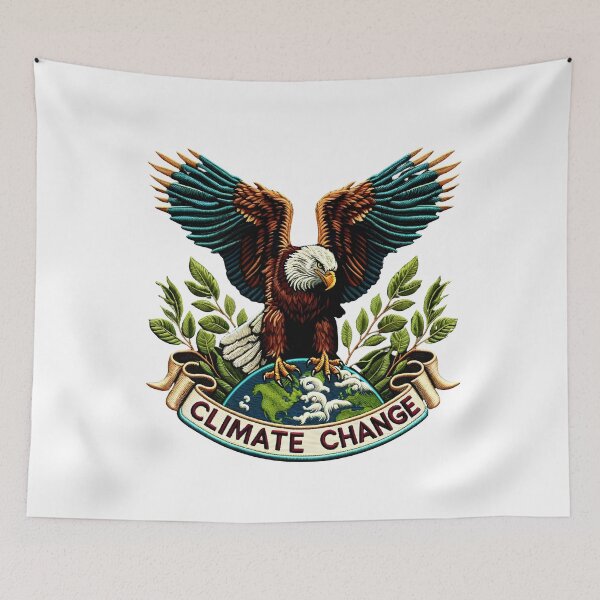 Item preview, Eagle Climate Change Embroidery Art designed and sold by #Adulting Central.