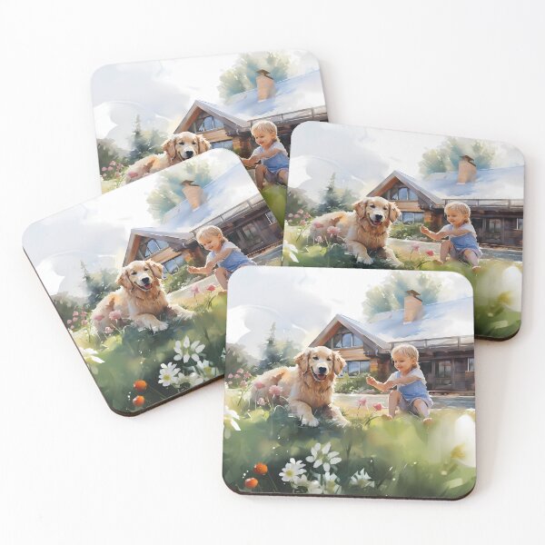 Item preview, Golden Retriever playing with a little girl designed and sold by PawfectTeem.