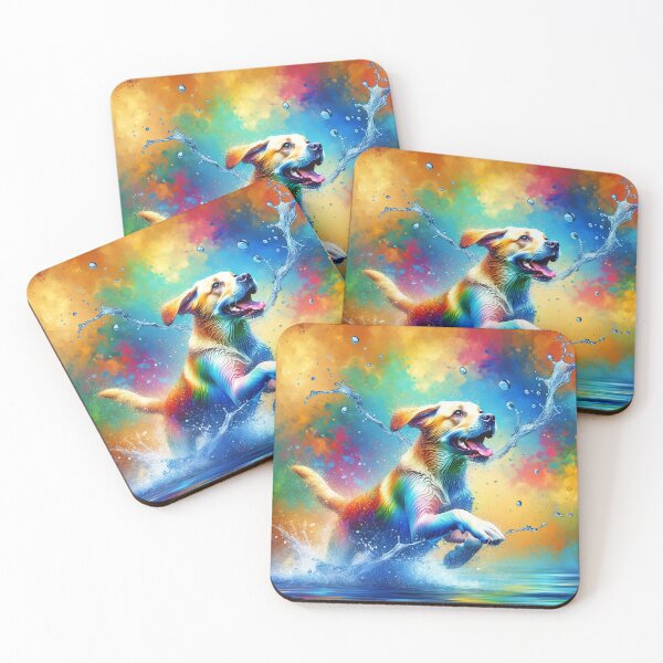Item preview, Labrador Retriever Splashing in Water  | Joyful Dog Beach Art designed and sold by TheMostLikely.