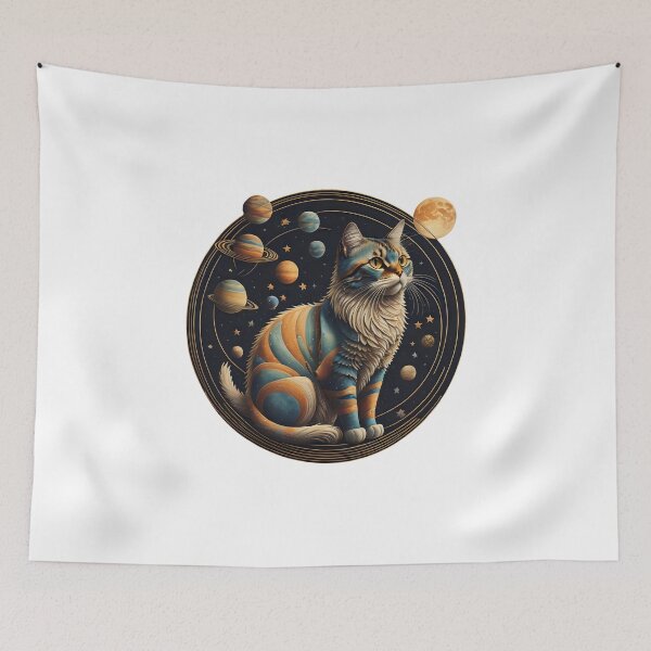 Item preview, Celestial Cat with Planets designed and sold by Qlutique.