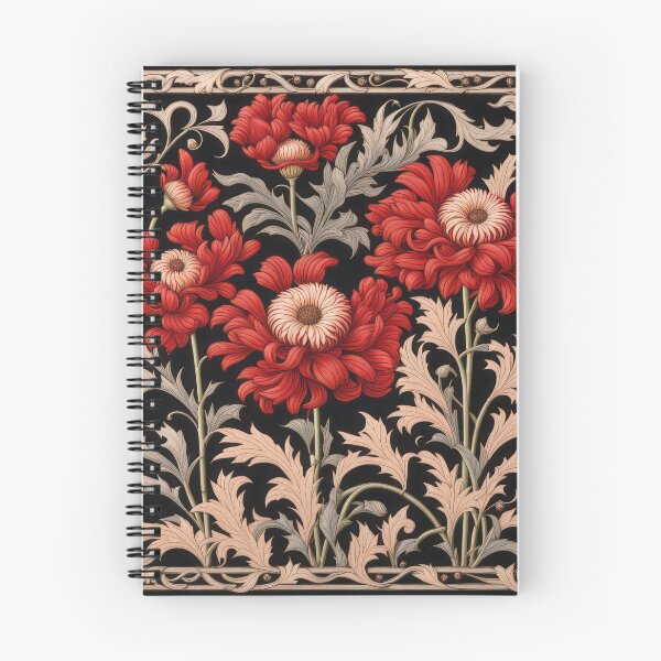 Item preview, Art Nouveau Floral Pattern Collection #1 - Red Chrysanthemums #8 designed and sold by elektronen.