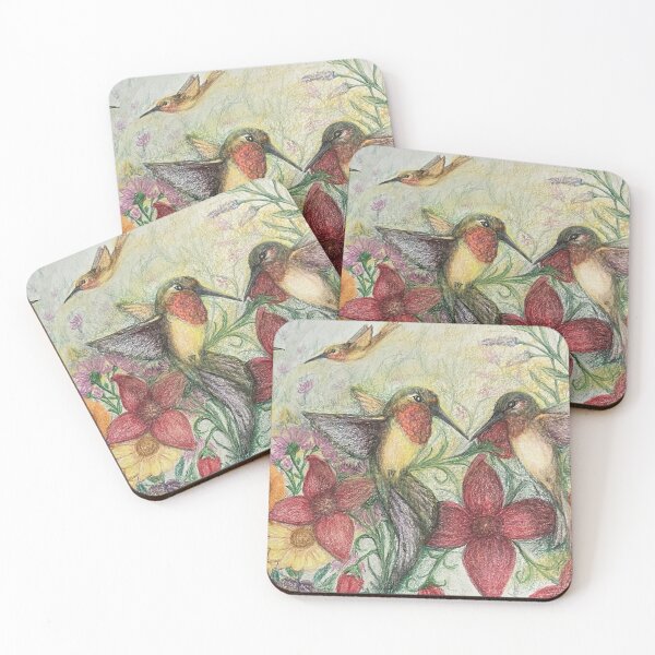 Item preview, Colibríes jugando en el campo de flores designed and sold by OdomArt.