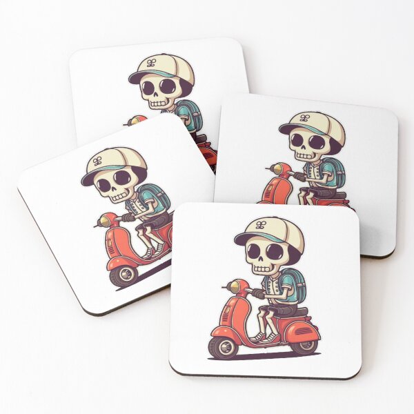 Item preview, preppy skeleton on scooter in basball hat  designed and sold by bukajart.